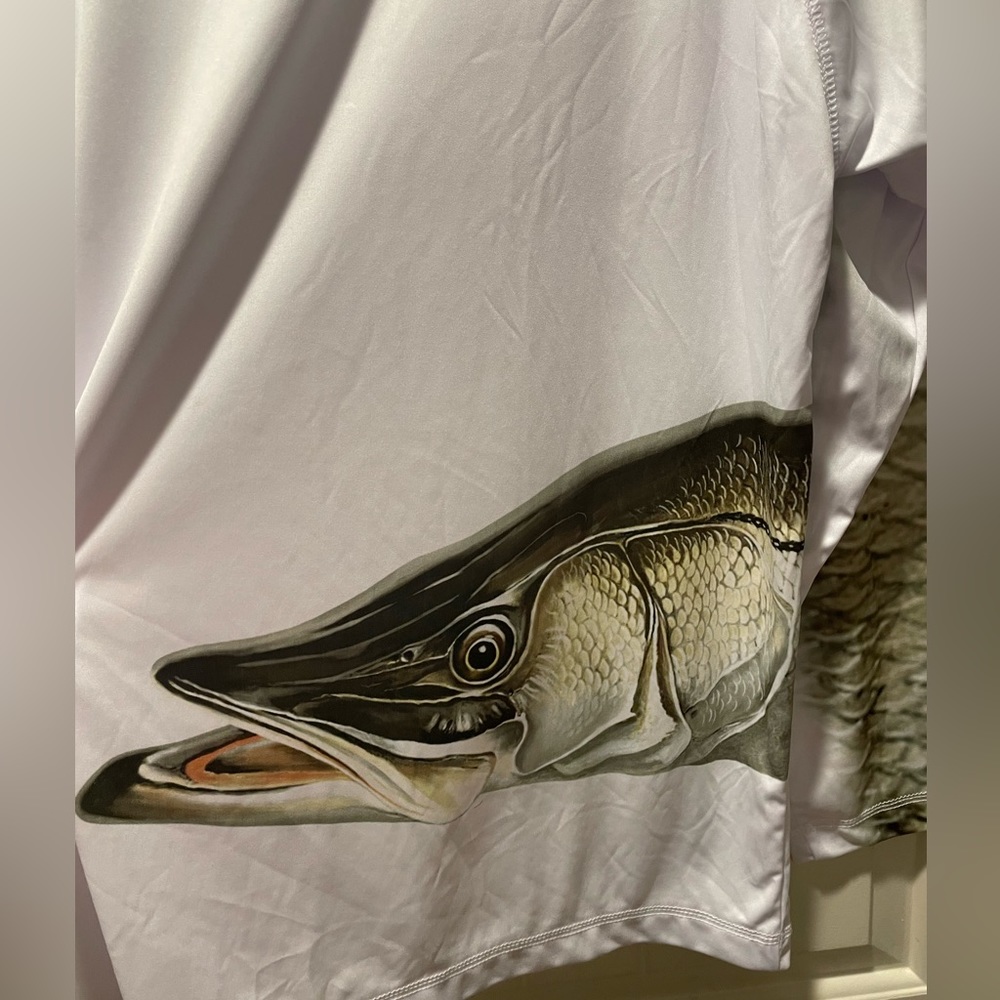 Reely USA Snook Wraparound Fishing Shirt, Unisex XXL Longsleeve White Tee